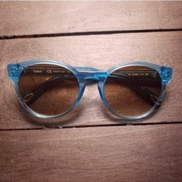Chloe Willow 52mm Round Sunglasses Blue - Picture 2 of 9